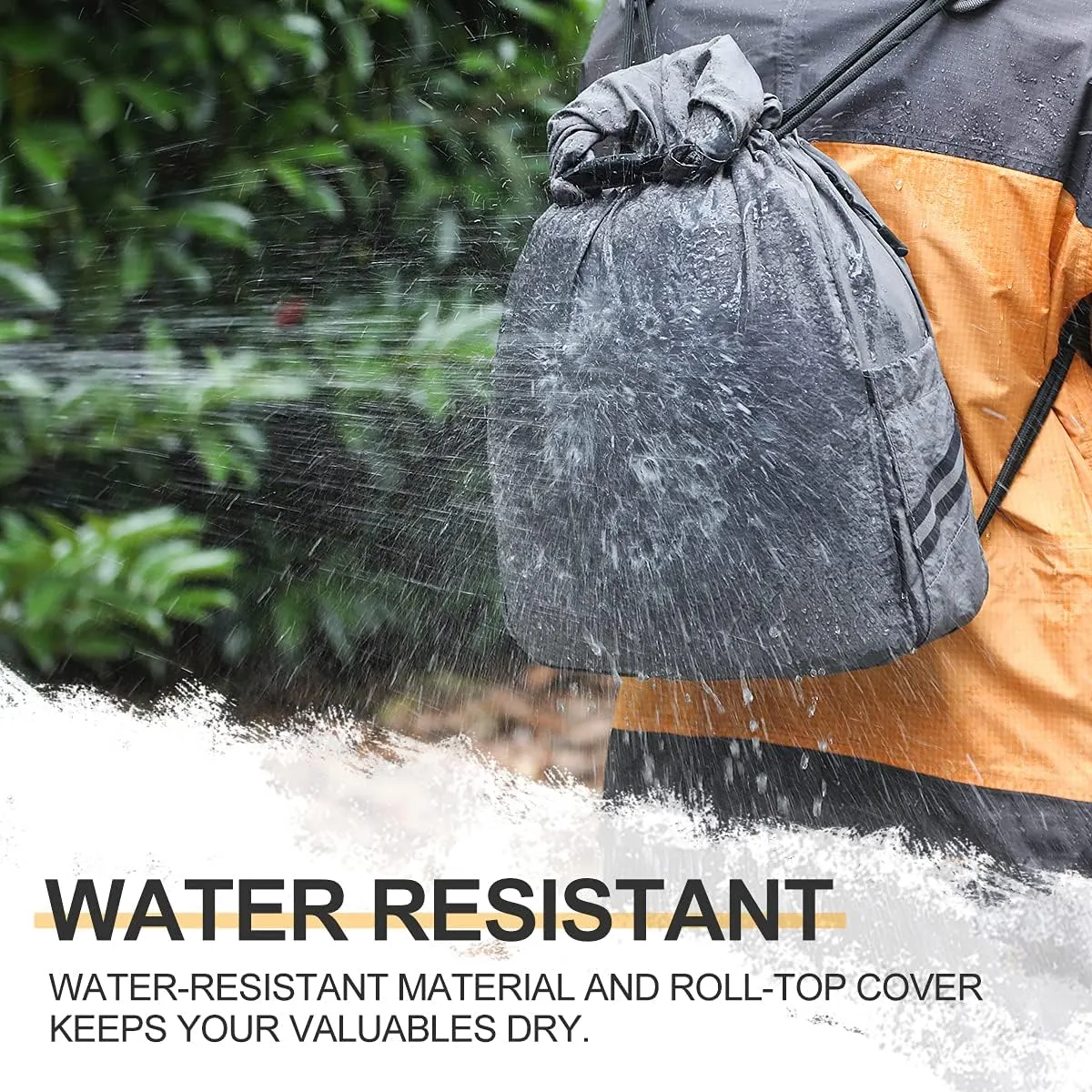 Water-Resistant Drawstring Bag - Expandable 30L with Anti-Theft Zipper Pockets - Ideal Small Cinch Backpack for Men, Women, and Kids - Perfect Gym, Beach, School, and Travel Bag (Gray)