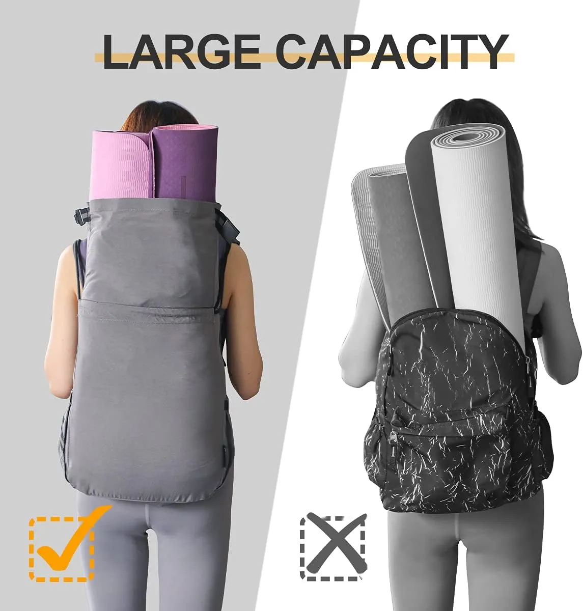 Water-Resistant Drawstring Bag - Expandable 30L with Anti-Theft Zipper Pockets - Ideal Small Cinch Backpack for Men, Women, and Kids - Perfect Gym, Beach, School, and Travel Bag (Gray)