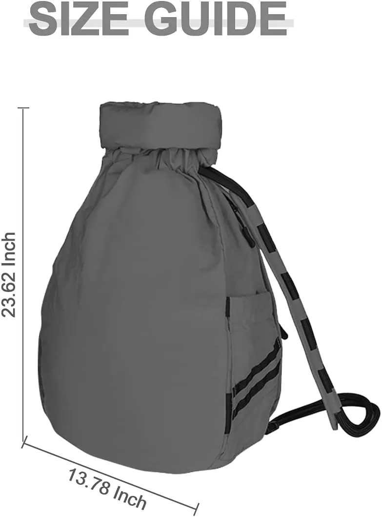 Water-Resistant Drawstring Bag - Expandable 30L with Anti-Theft Zipper Pockets - Ideal Small Cinch Backpack for Men, Women, and Kids - Perfect Gym, Beach, School, and Travel Bag (Gray)