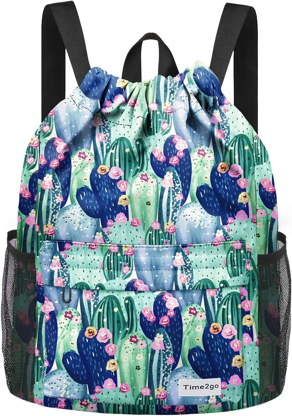 Waterproof Drawstring Backpack Sports Gym Sackpack with Mesh Pocket String Cinch Beach Bag for Men Women