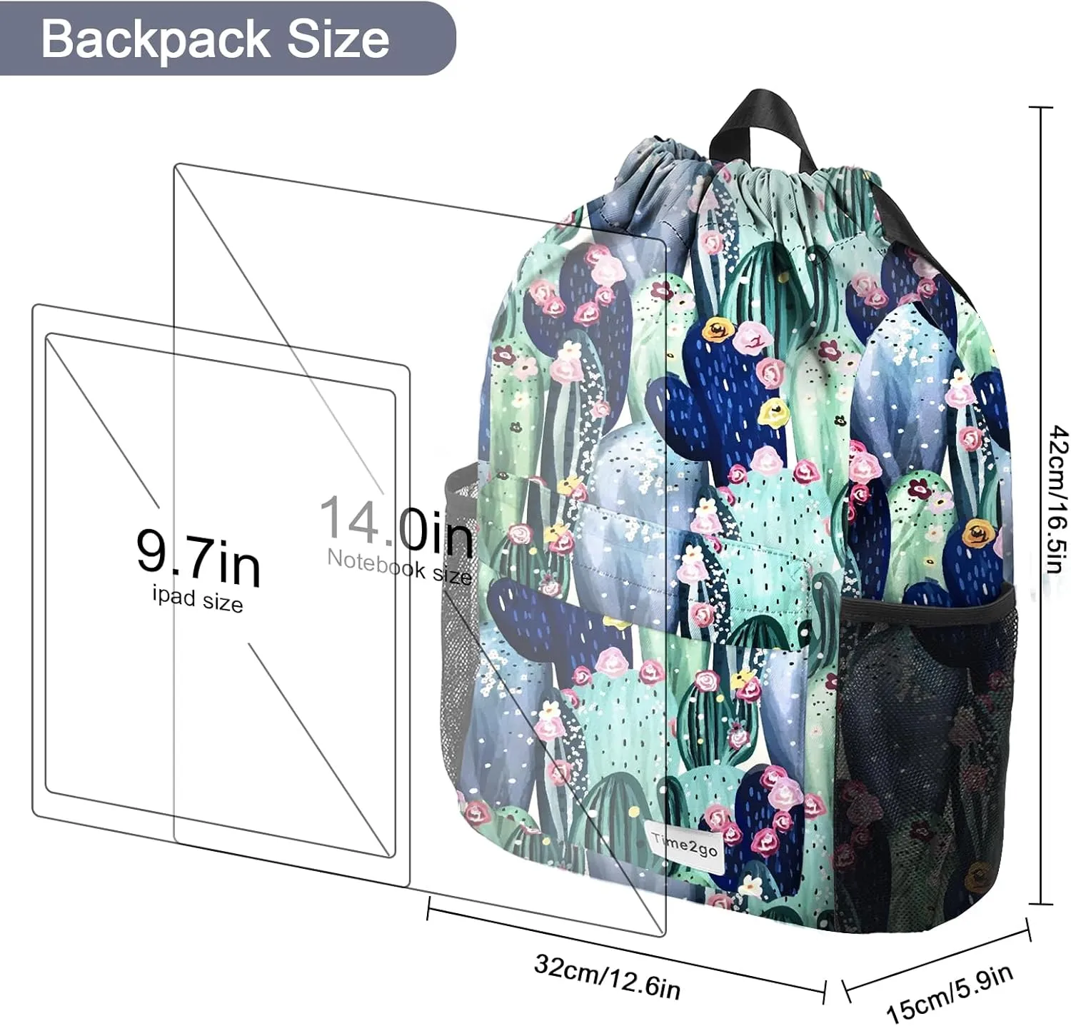 Waterproof Drawstring Backpack Sports Gym Sackpack with Mesh Pocket String Cinch Beach Bag for Men Women