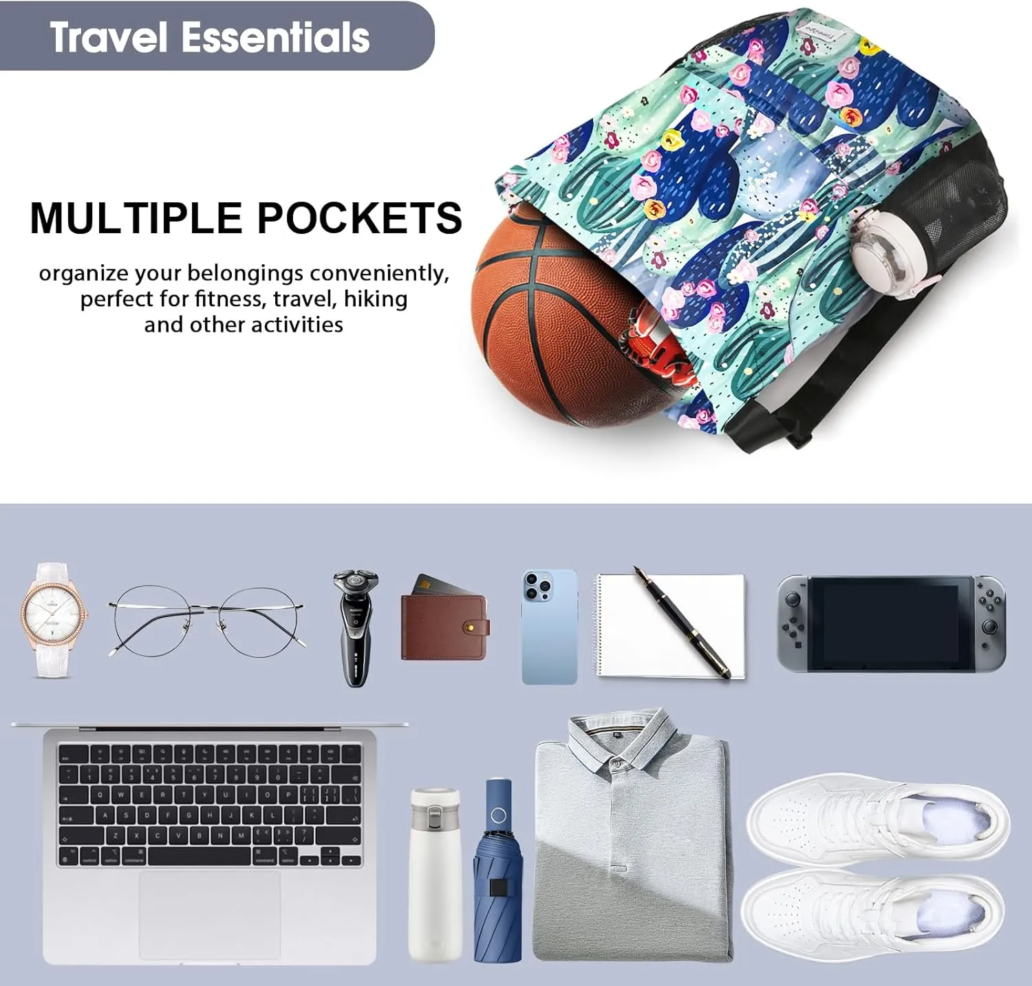 Waterproof Drawstring Backpack Sports Gym Sackpack with Mesh Pocket String Cinch Beach Bag for Men Women