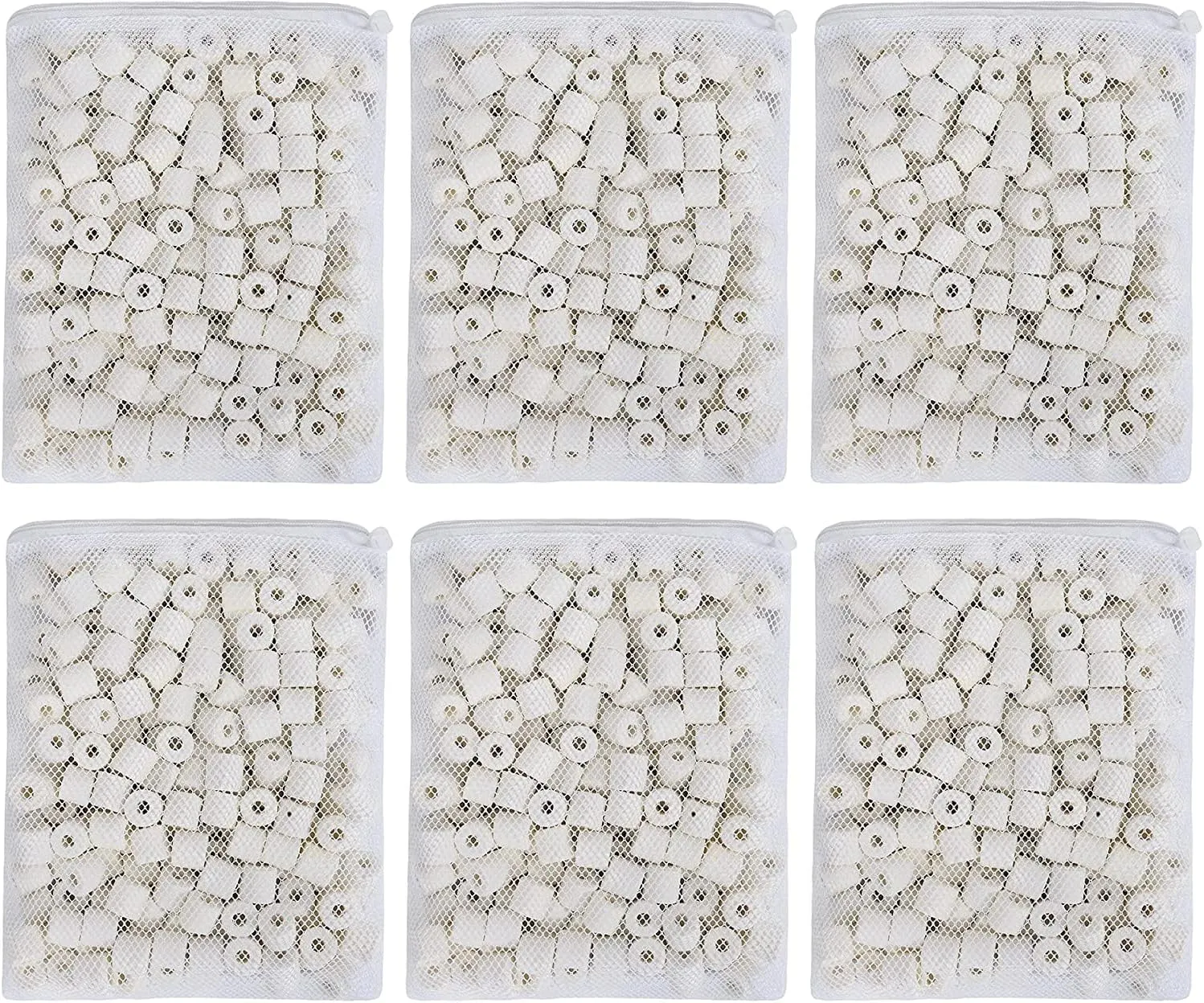 Wave Point 6 lbs Bio Ceramic Rings Aquarium Filter Media in 6 Free Mesh Bags for Freshwater Saltwater Fish Tank Pond Shrimp Canister Filter