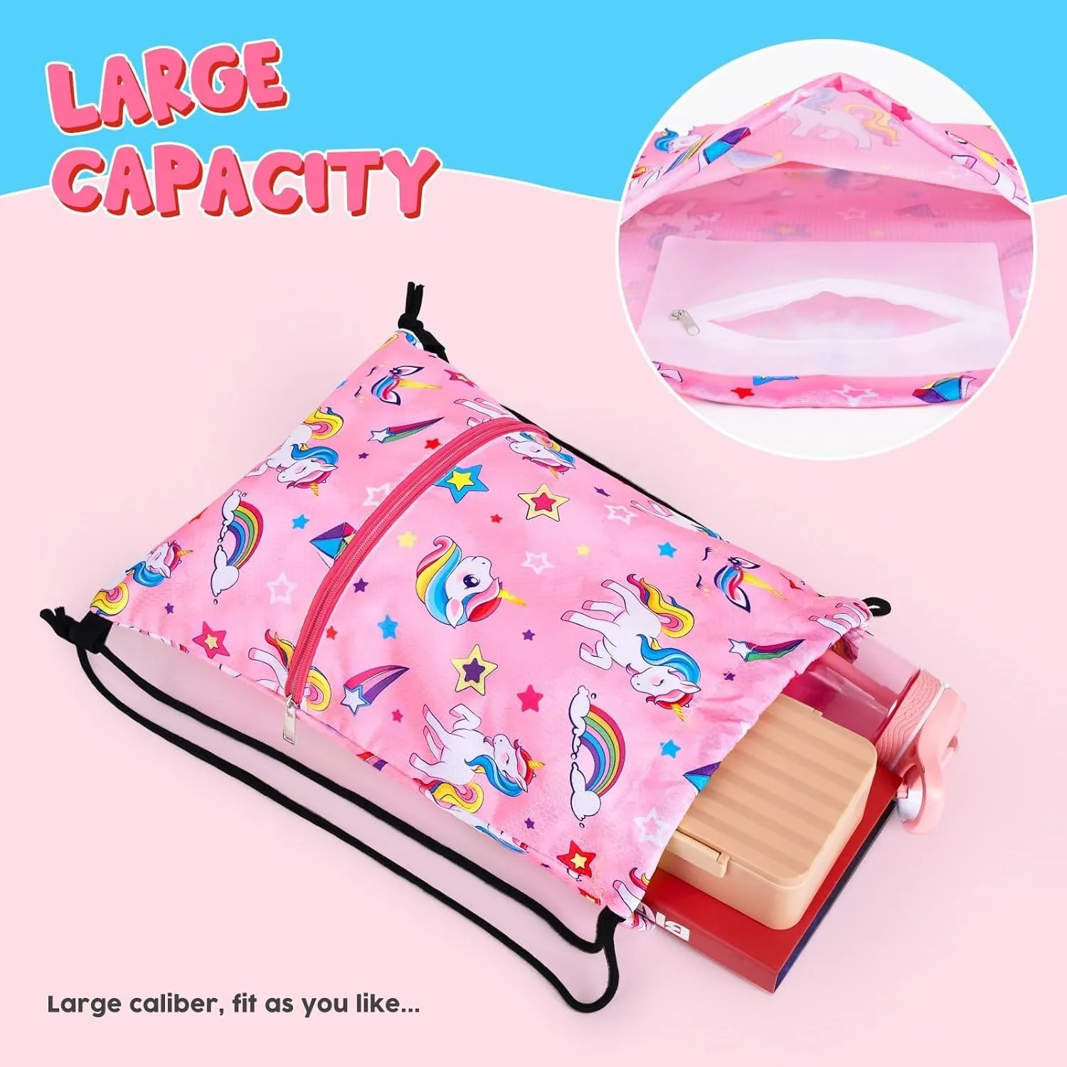 WAWSAM Drawstring Backpack - Drawstring Bags for Kids Swim Bag for Beach