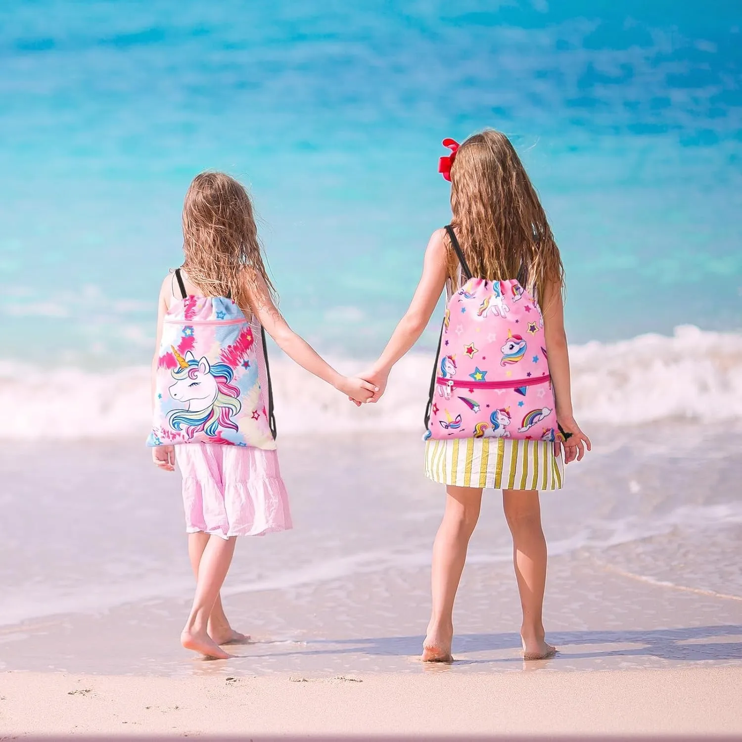 WAWSAM Drawstring Backpack - Drawstring Bags for Kids Swim Bag for Beach