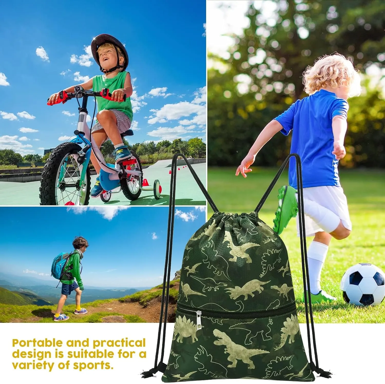 WAWSAM Drawstring Backpack - Drawstring Bags for Kids Swim Bag for Beach
