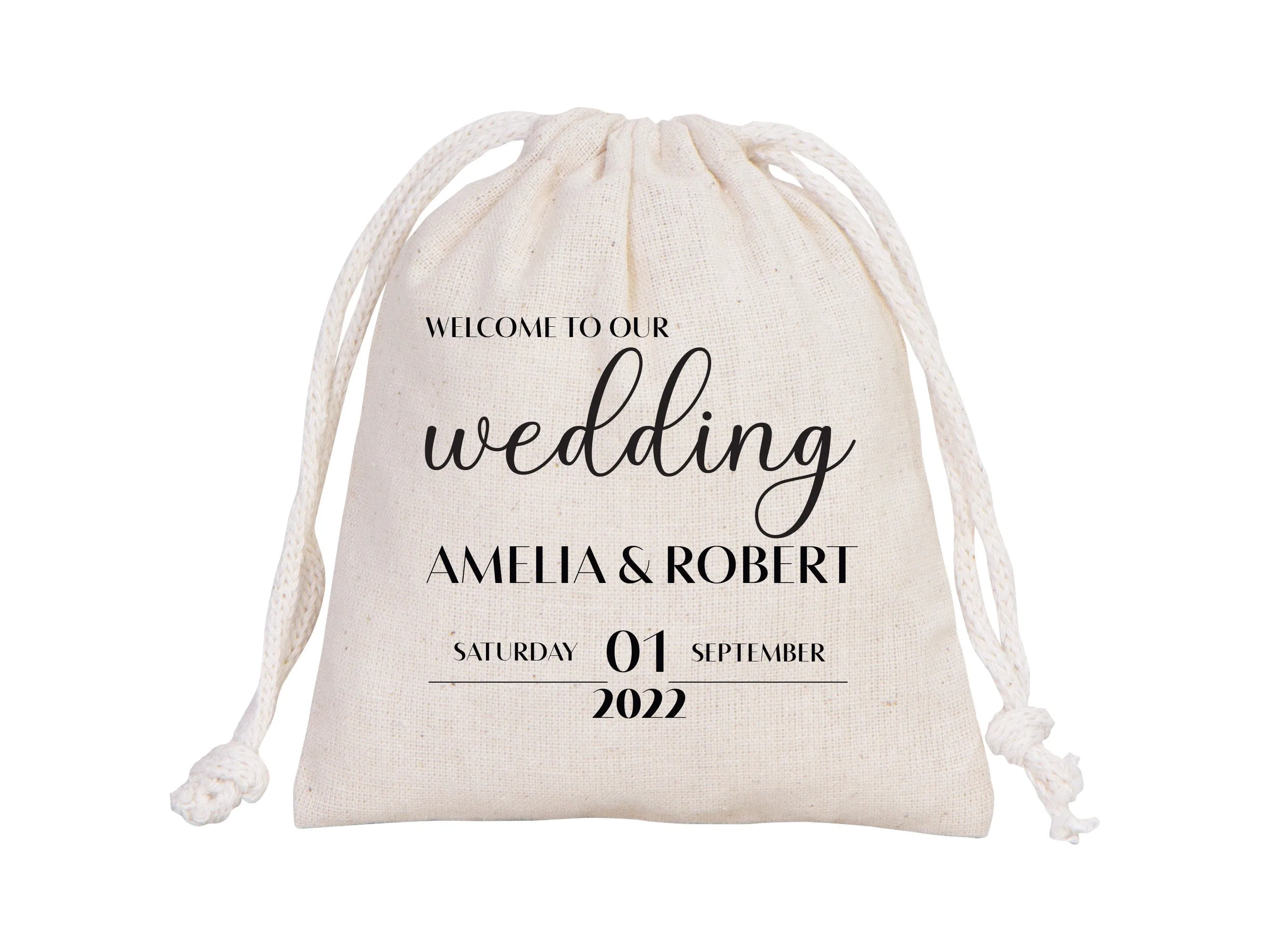 Wedding Pouch bags, Bachelorette Party drawstring pouches - Personalized Bridal Party Cotton Bag - Bridesmaid Sack for Wedding