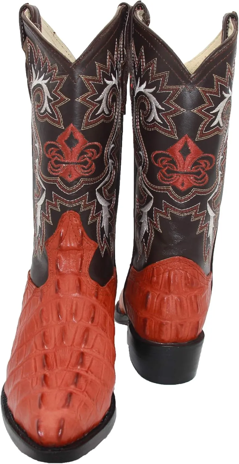Western Shops Mens Leather Crocodile Alligator Print Western Cowboy Boots
