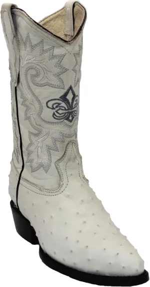 Western Shops Mens Leather Ostrich Quill Print Western Cowboy Boots