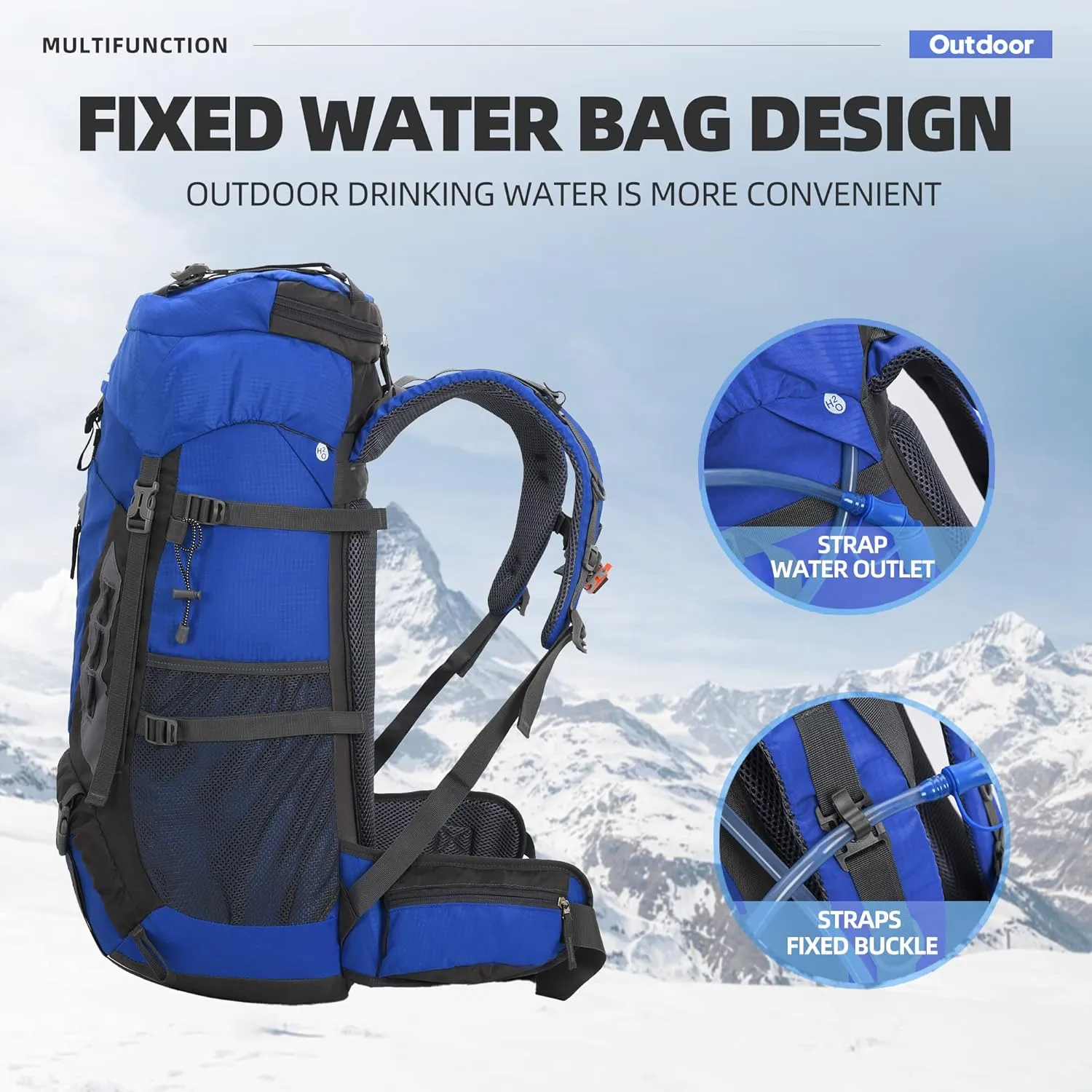WIYPRQZ 60L Waterproof Lightweight Hiking Backpack Outdoor Sport Daypack with Rain Cover Camping (Blue)