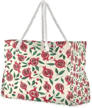 Women Large Beach Bag Many Pomegranate Travel Tote Bags for Gym Sport Shoulder Bag
