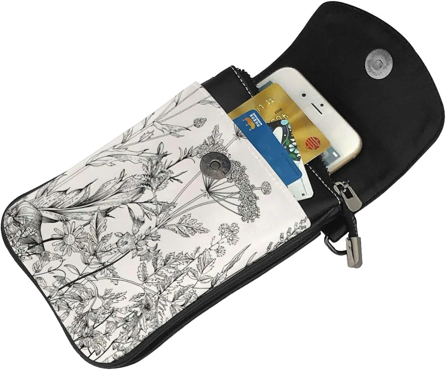 Women PU Leather Kawaii Embroidered Cute Mini Funny Sloths Print Crossbody Cell phone Bag/Coin Purse