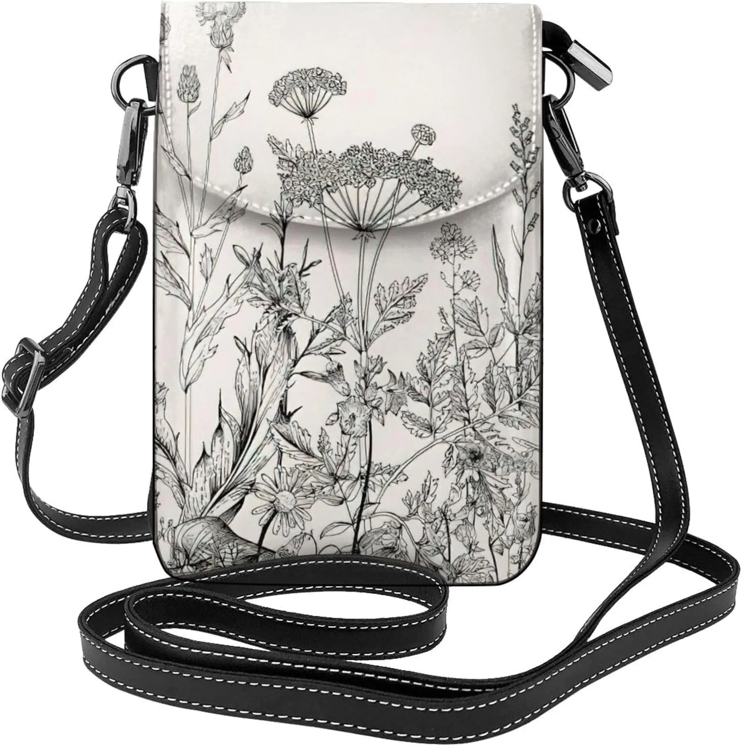 Women PU Leather Kawaii Embroidered Cute Mini Funny Sloths Print Crossbody Cell phone Bag/Coin Purse