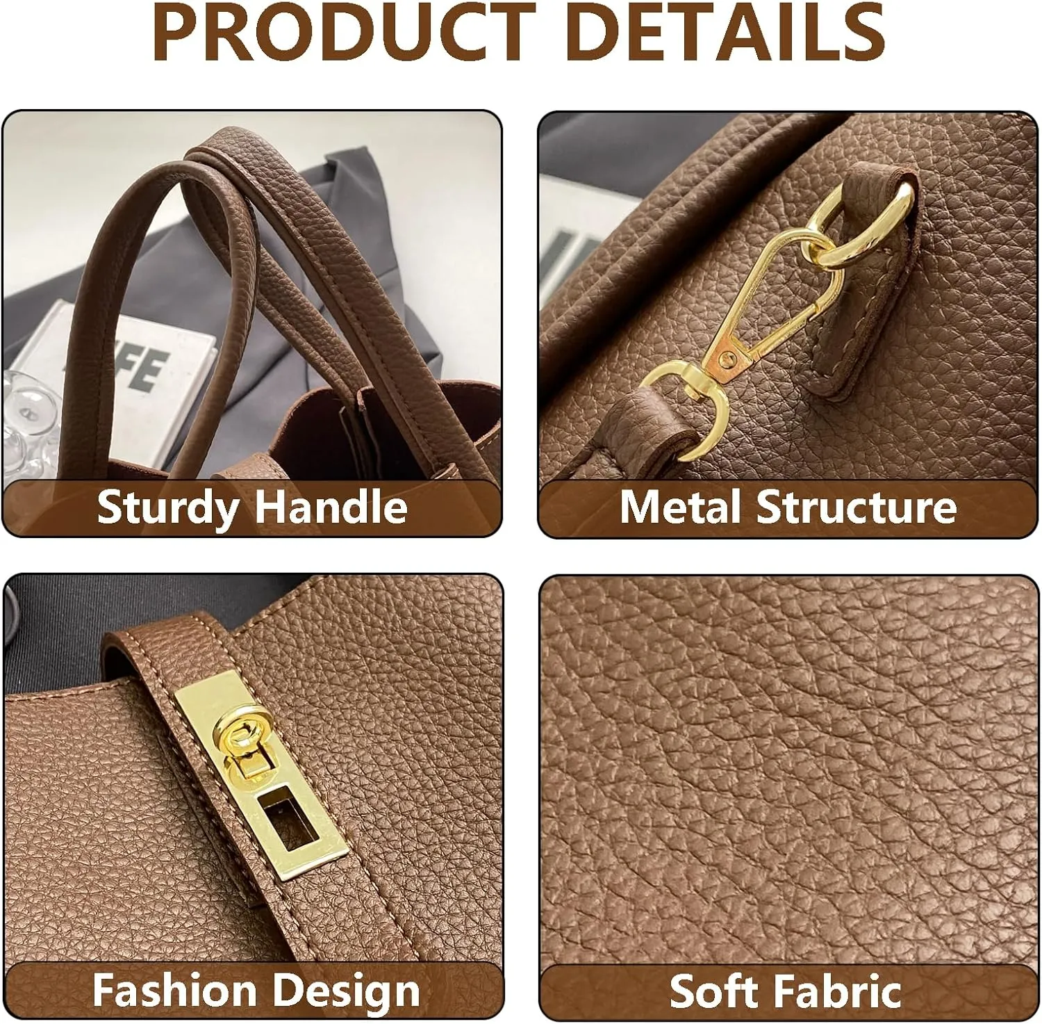 Women Trendy Bucket Bag Vintage Elegant Crossbody Bag Vegan Leather Tote Bag Hobo Shoulder Handbags Cluth Purse