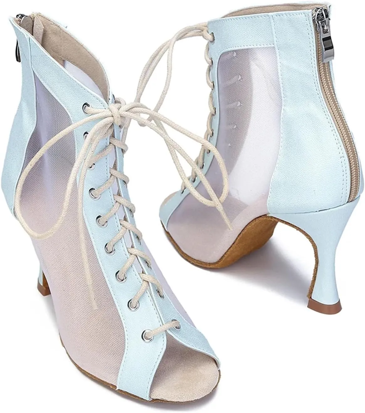 Women's Breathable Mesh Latin Dance Boots - Soft Sole Ballroom Party Shoes, 5CM/2Inch Heel Height