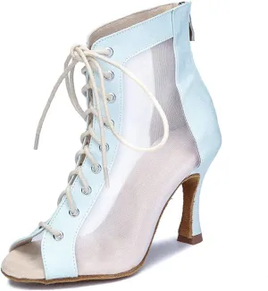 Women's Breathable Mesh Latin Dance Boots - Soft Sole Ballroom Party Shoes, 5CM/2Inch Heel Height