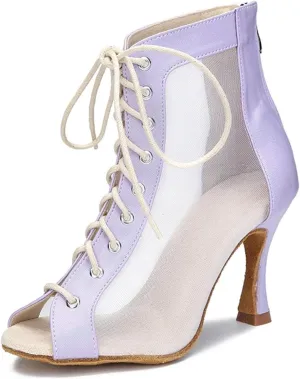 Women's Breathable Mesh Latin Dance Boots - Soft Sole Ballroom Party Shoes, 5CM/2Inch Heel Height