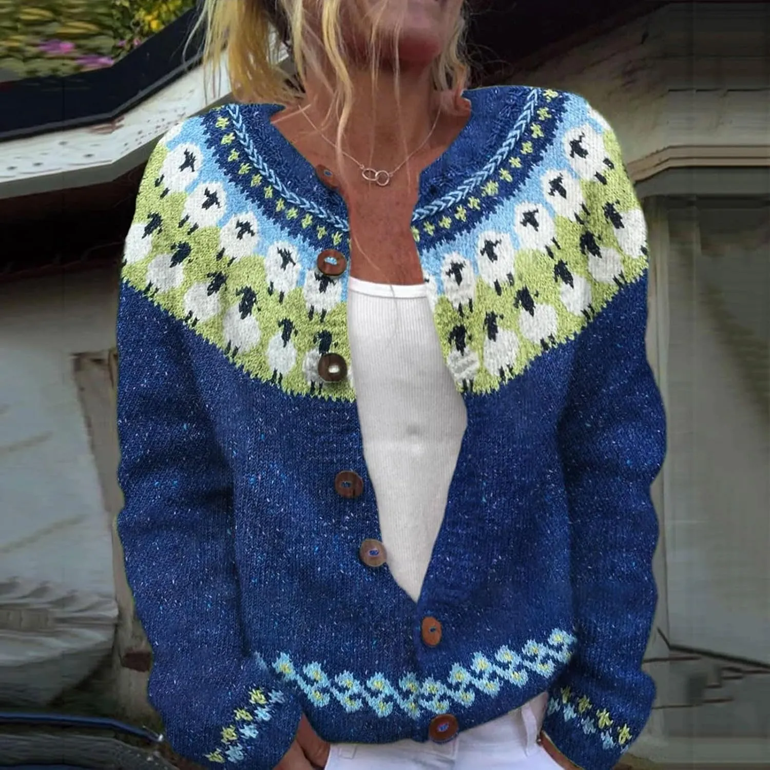 Womens Cardigan Vintage Sweaters Winter Fall Stripes Casual Loose Long Sleeve Knitted Sweater Tops 2024