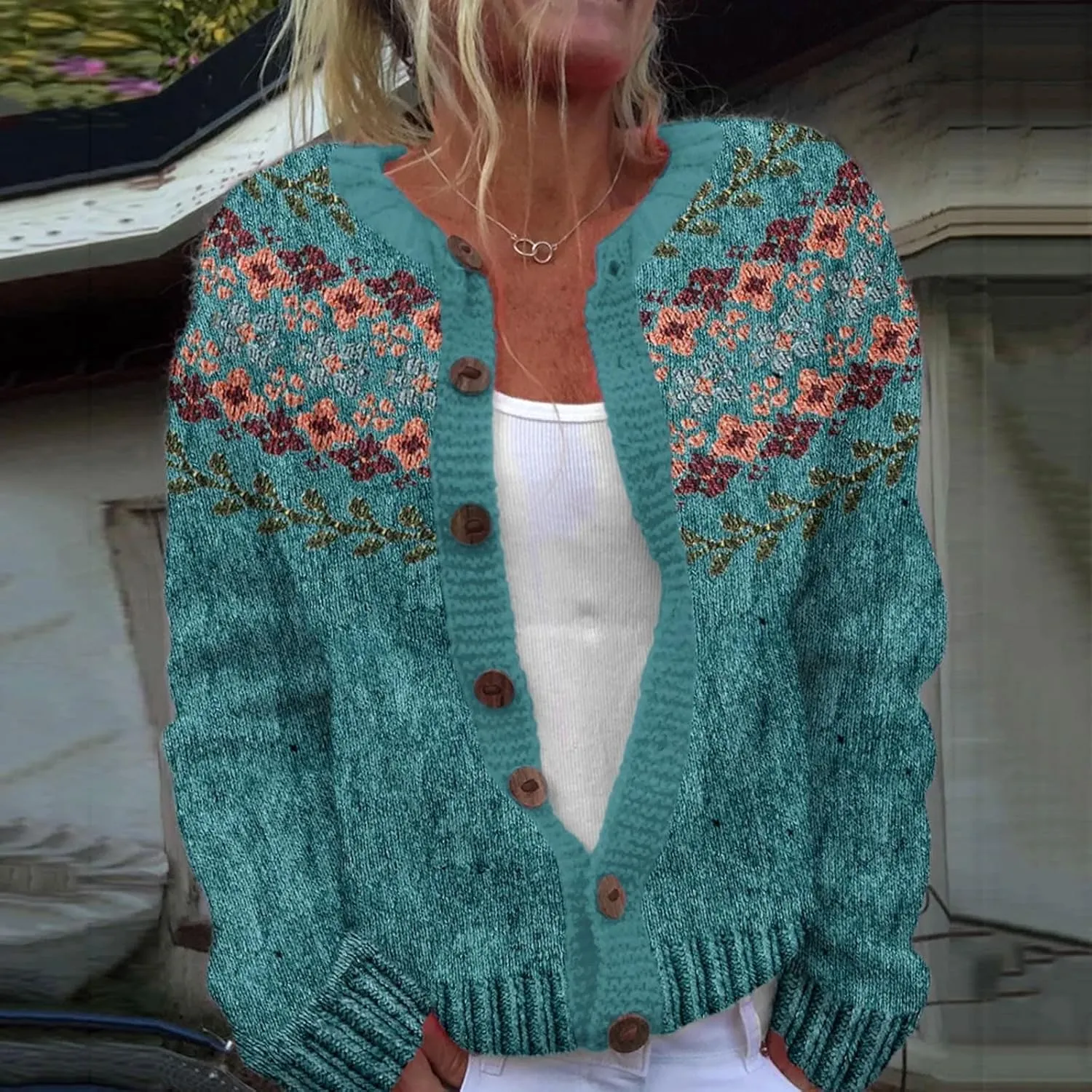 Womens Cardigan Vintage Sweaters Winter Fall Stripes Casual Loose Long Sleeve Knitted Sweater Tops 2024