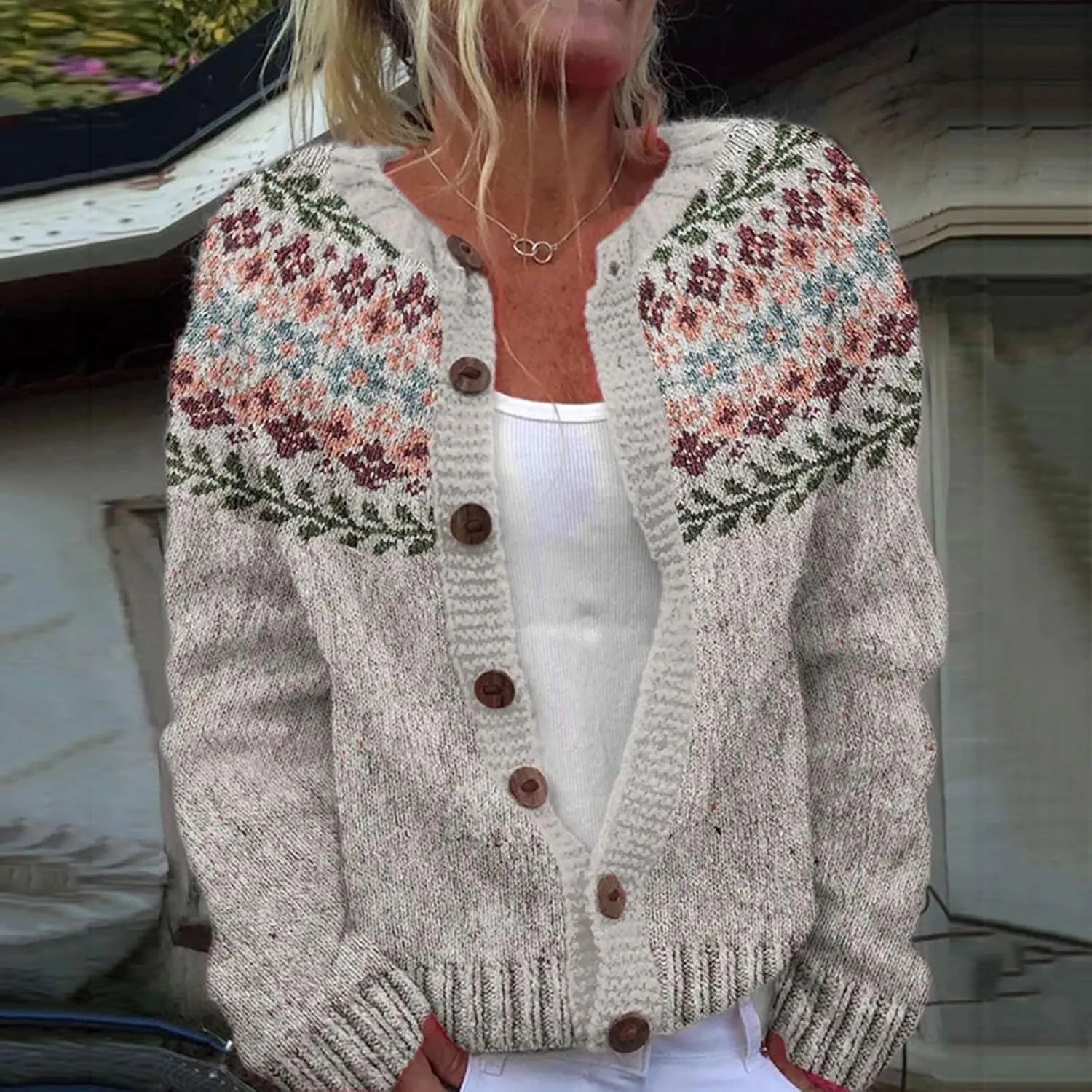 Womens Cardigan Vintage Sweaters Winter Fall Stripes Casual Loose Long Sleeve Knitted Sweater Tops 2024