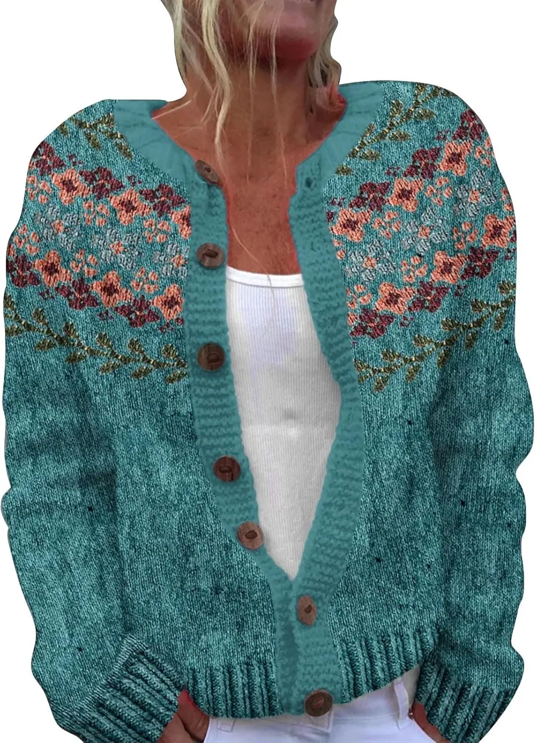 Womens Cardigan Vintage Sweaters Winter Fall Stripes Casual Loose Long Sleeve Knitted Sweater Tops 2024
