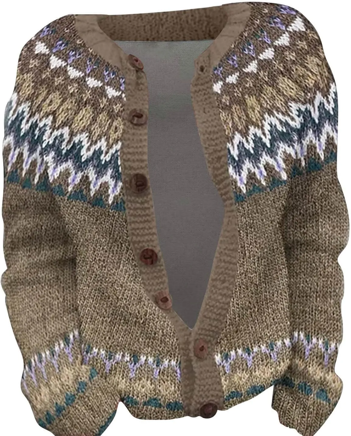 Womens Cardigan Vintage Sweaters Winter Fall Stripes Casual Loose Long Sleeve Knitted Sweater Tops 2024