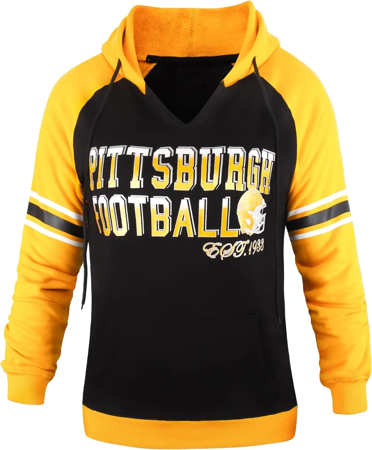 Womens City Football V Neck Long Sleeves Fleece Hoodies Pullover Raglan Sweatshirts