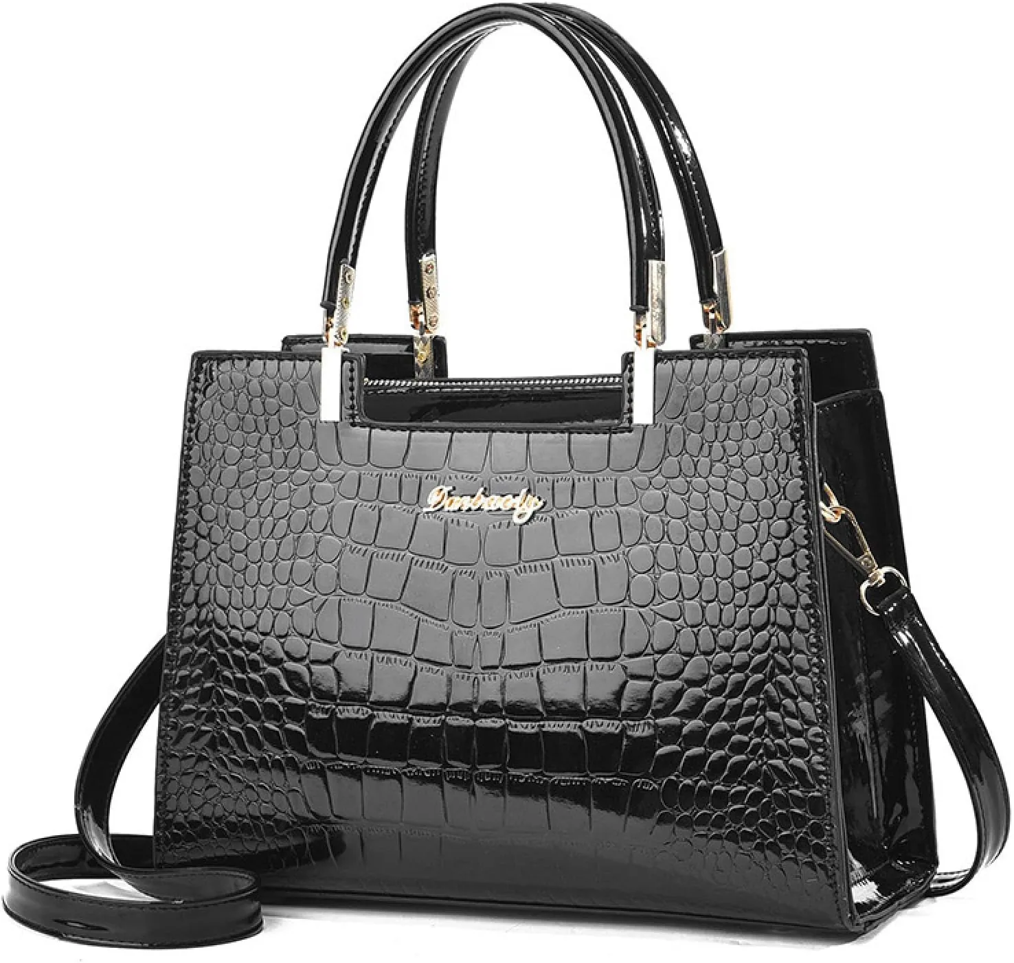 Women's Crocodile Skin Patterned Shoulder Bag, Laptop Bag with Large Capacity, Versatile Briefcase