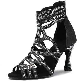 Women's Fashion Latin Dance Boots - Ballroom Salsa Tango Professional Sandals, 5CM/2Inch Heel Height