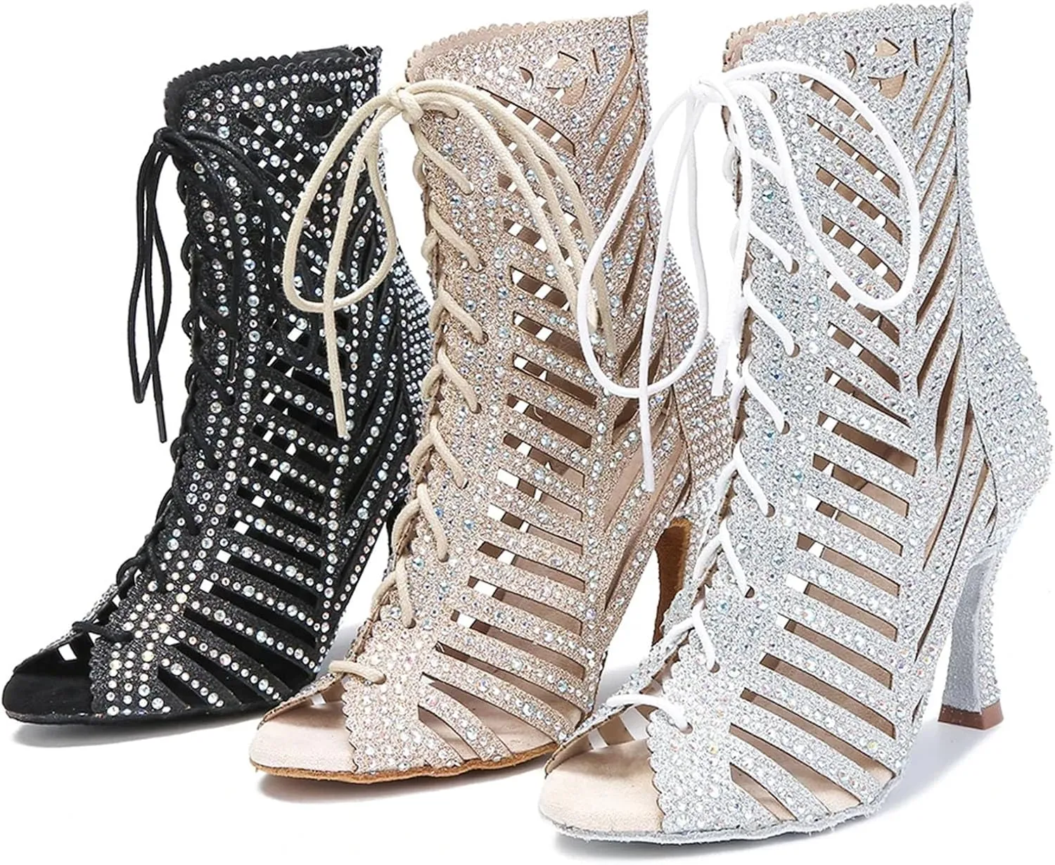 Women's High Top Latin Dance Boots - Sexy Ballroom Pole Dance Party Heels, 5CM/2Inch Heel Height