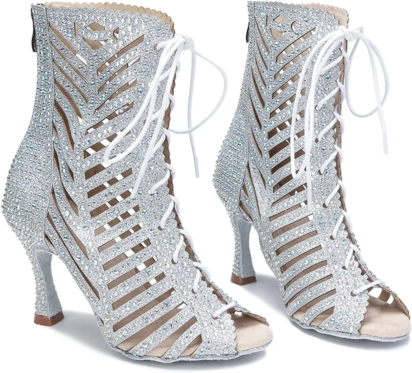Women's High Top Latin Dance Boots - Sexy Ballroom Pole Dance Party Heels, 5CM/2Inch Heel Height