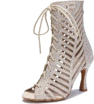 Women's High Top Latin Dance Boots - Sexy Ballroom Pole Dance Party Heels, 5CM/2Inch Heel Height