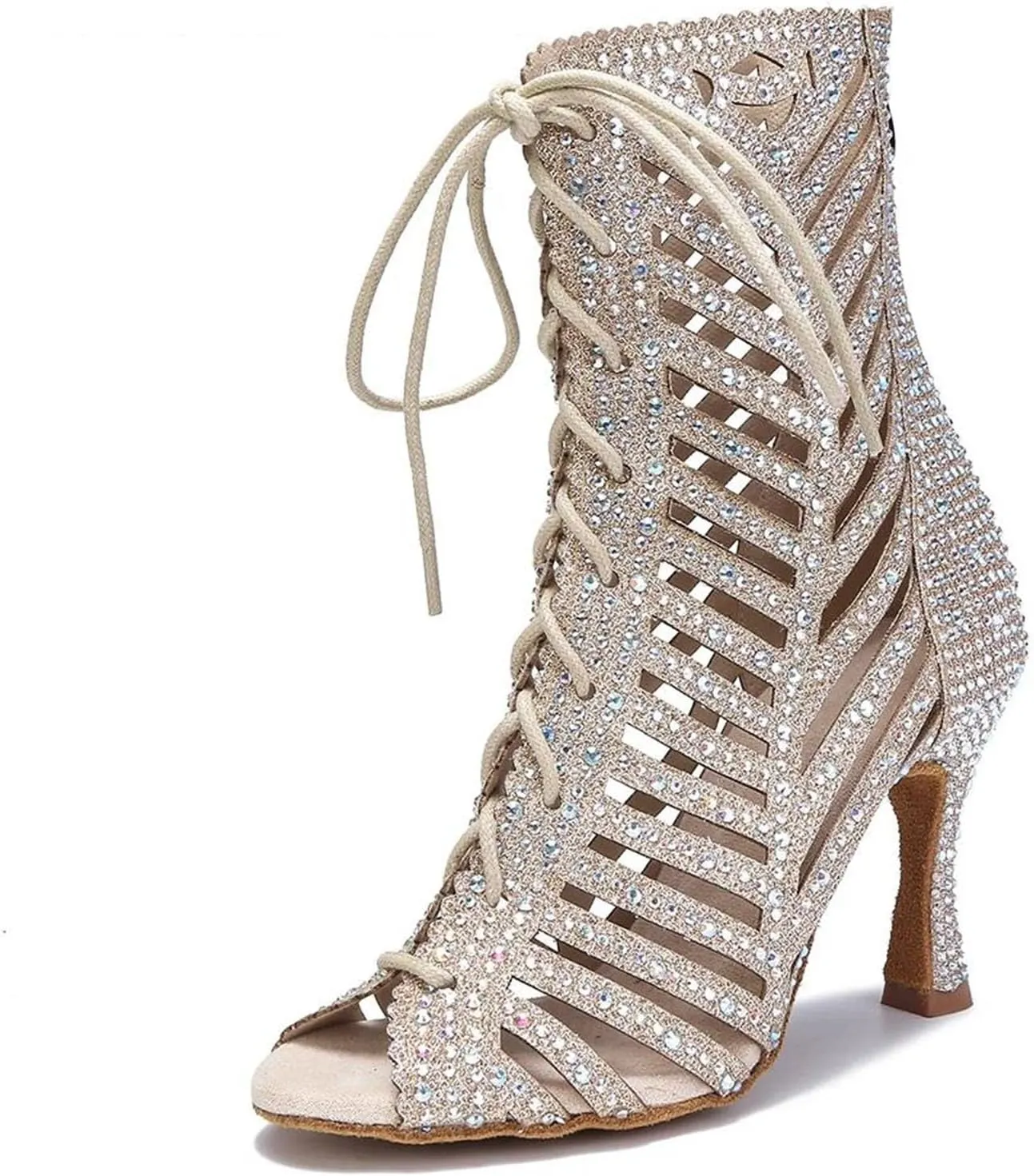 Women's High Top Latin Dance Boots - Sexy Ballroom Pole Dance Party Heels, 5CM/2Inch Heel Height