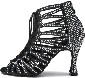 Women's Hollow Out Ballroom Dance Boots - Indoor High Heels Party Shoes, 5CM/2Inch Heel Height