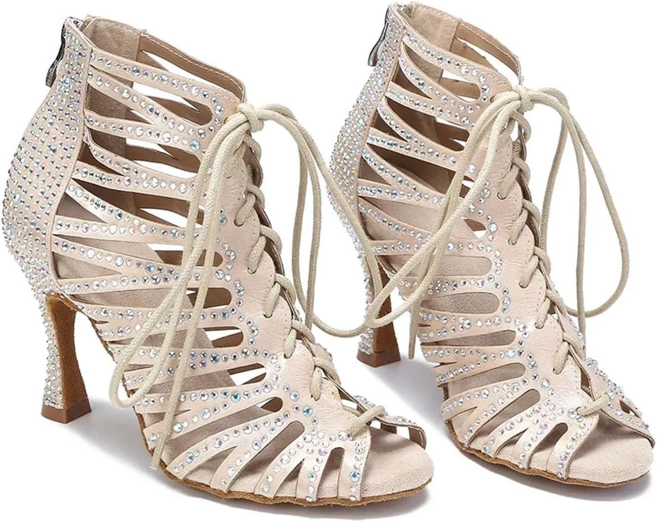 Women's Hollow Out Ballroom Dance Boots - Indoor High Heels Party Shoes, 5CM/2Inch Heel Height