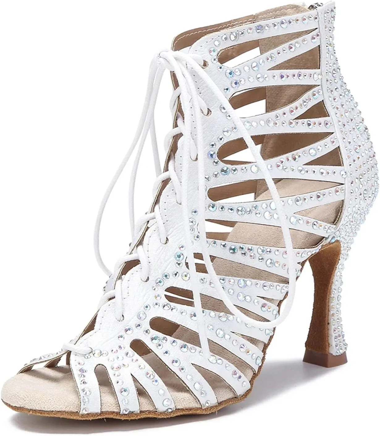 Women's Hollow Out Ballroom Dance Boots - Indoor High Heels Party Shoes, 5CM/2Inch Heel Height