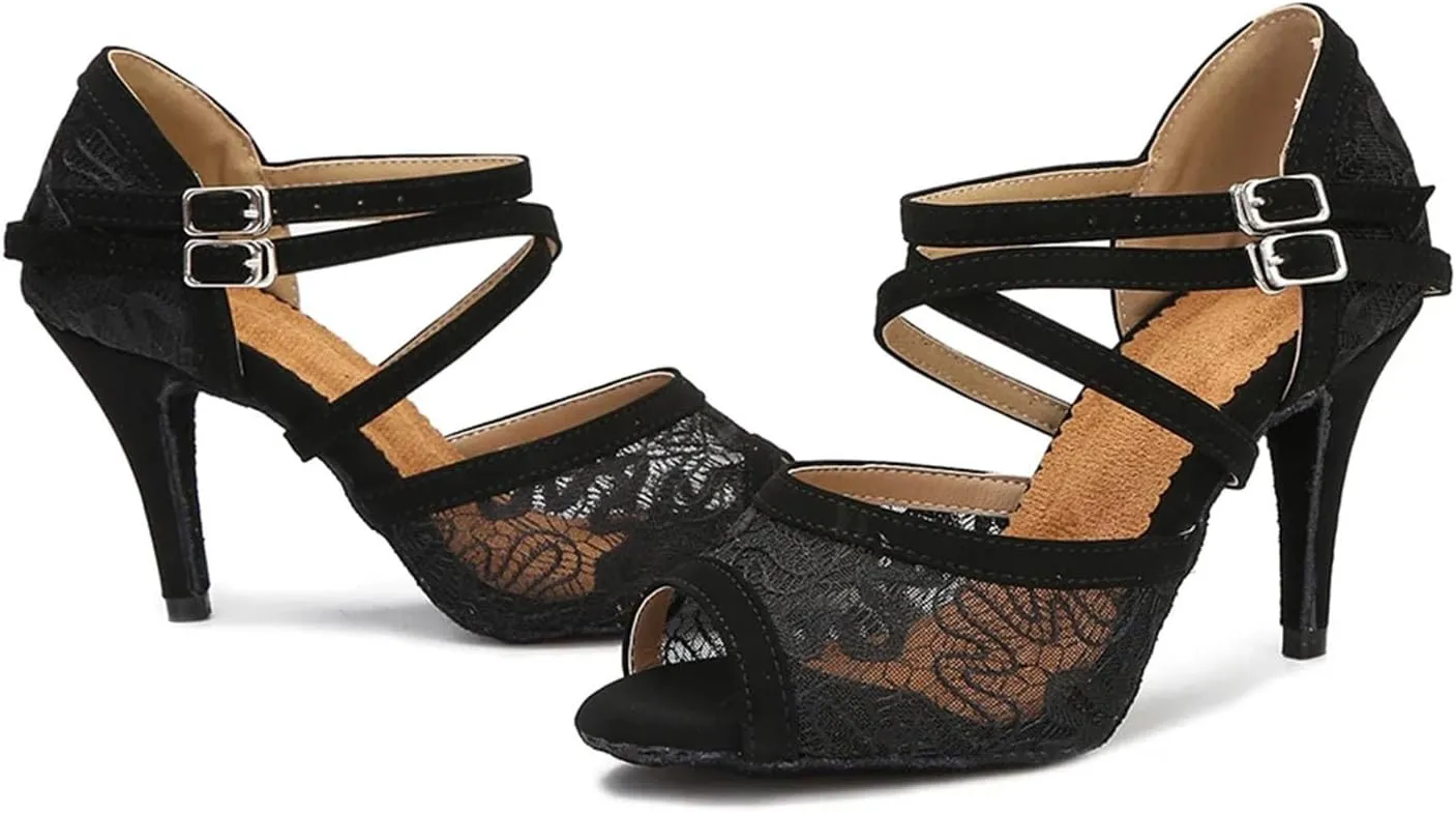 Women's Indoor Latin Dance Sandals - Salsa Tango Ballroom High Heels, 5CM/2Inch Heel Height