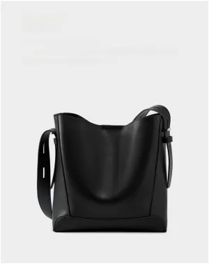 Women's Leather Shoulder Crossbody Bucket Bag, Large Capacity Cowhide Handbag