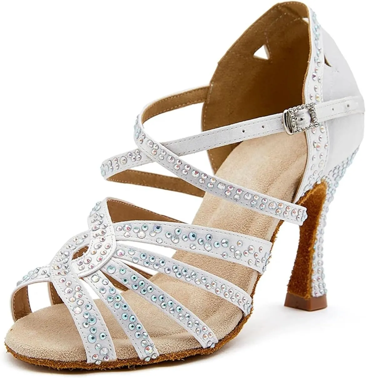 Women's Open-Toe Latin Sandals - Soft Sole Ballroom Salsa Tango Heels, 5CM/2Inch Heel Height