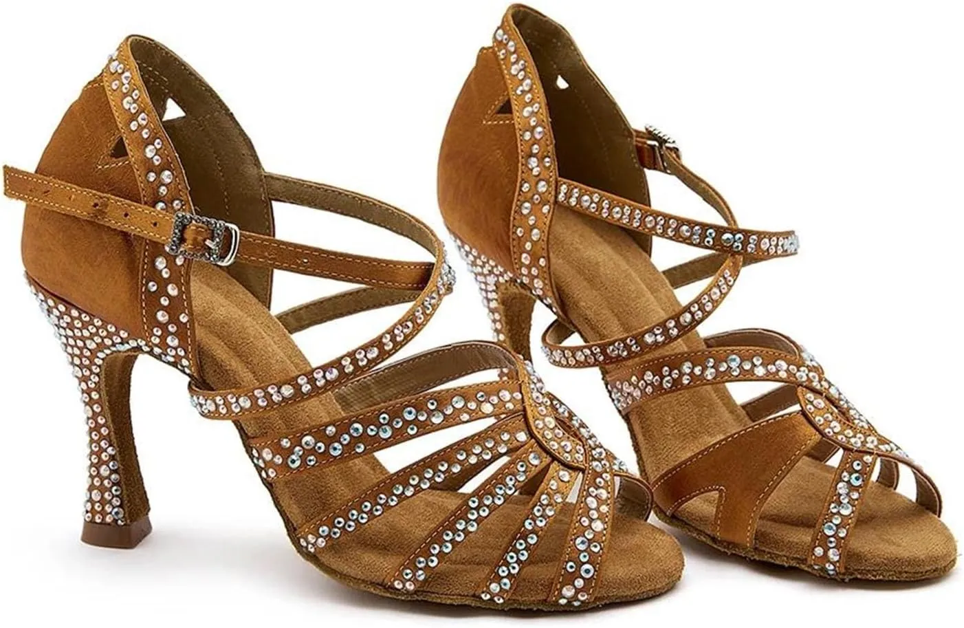 Women's Open-Toe Latin Sandals - Soft Sole Ballroom Salsa Tango Heels, 5CM/2Inch Heel Height