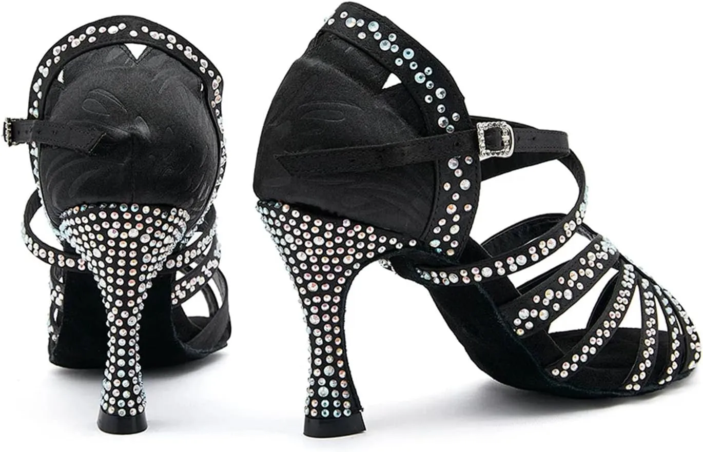 Women's Open-Toe Latin Sandals - Soft Sole Ballroom Salsa Tango Heels, 5CM/2Inch Heel Height