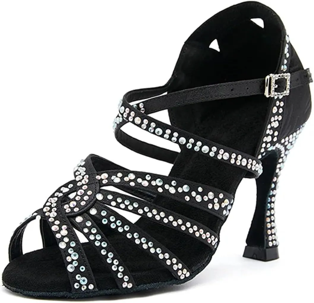 Women's Open-Toe Latin Sandals - Soft Sole Ballroom Salsa Tango Heels, 5CM/2Inch Heel Height