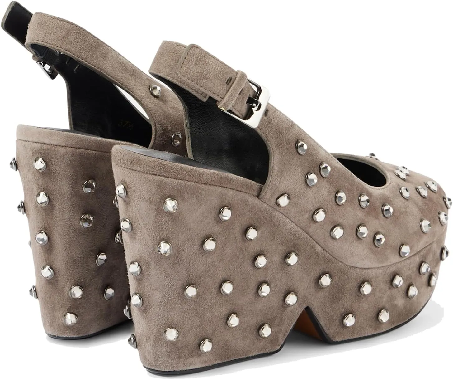 Women's Platform Leather/Rhinestone/Embroidered Slingback Heels Peep Round Toe Wedge Heel Pumps Backstrap Buckle High Heel Dress Shoes Sandals Ladies