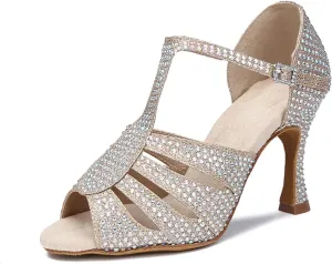 Women's Red Ballroom Dance Sandals - Salsa Tango Party Performance Shoes, 5CM/2Inch Heel Height