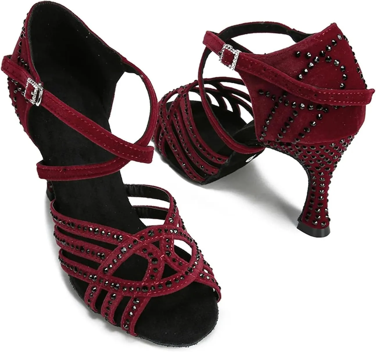 Women's Rhinestone Ballroom Dance Shoes - Tango Party High Heels, 5CM/2Inch Heel Height