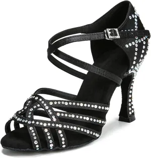 Women's Rhinestone Ballroom Dance Shoes - Tango Party High Heels, 5CM/2Inch Heel Height