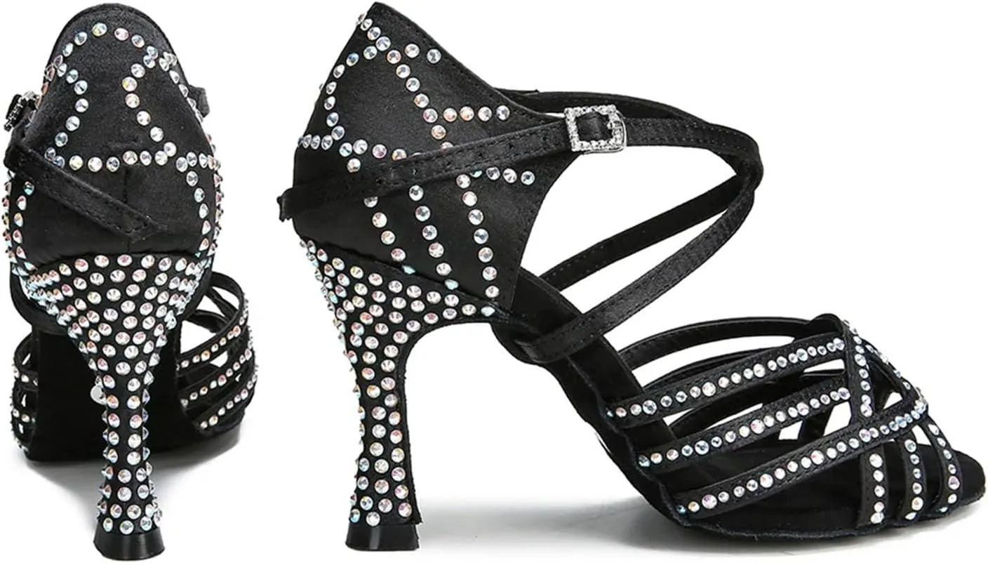 Women's Rhinestone Ballroom Dance Shoes - Tango Party High Heels, 5CM/2Inch Heel Height
