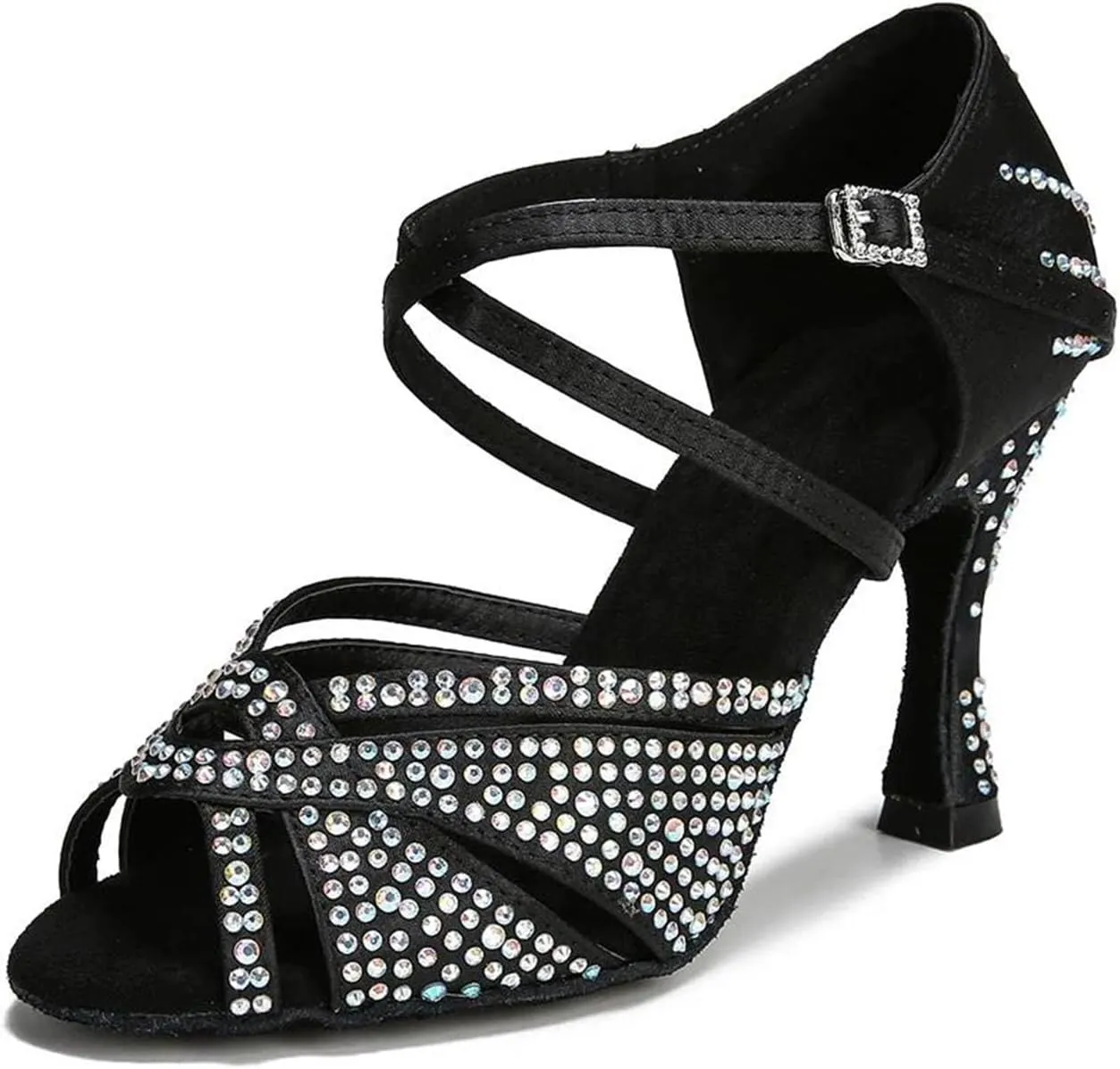 Women's Rhinestone Latin Dance Shoes - Tango Chacha Salsa Soft Sole Wedding Sandals, 5CM/2Inch Heel Height