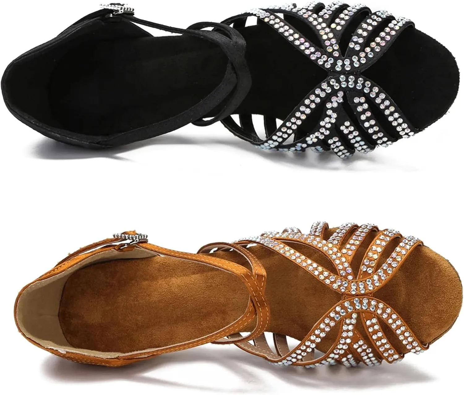 Women's Rhinestone Latin Dance Shoes - Tango Rumba Samba Wedding Party Sandals, 5CM/2Inch Heel Height