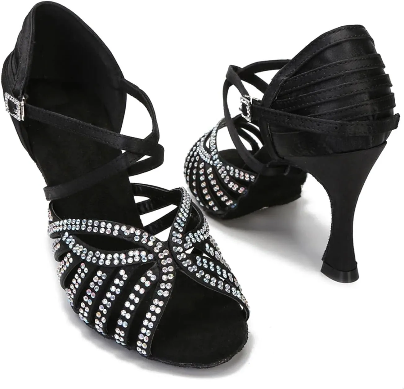 Women's Rhinestone Latin Dance Shoes - Tango Rumba Samba Wedding Party Sandals, 5CM/2Inch Heel Height